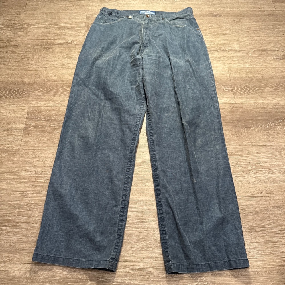Vintage Rocawear Pants Mens 36 Blue Linen Blend Baggy Wide Leg Y2K Denim 34x31